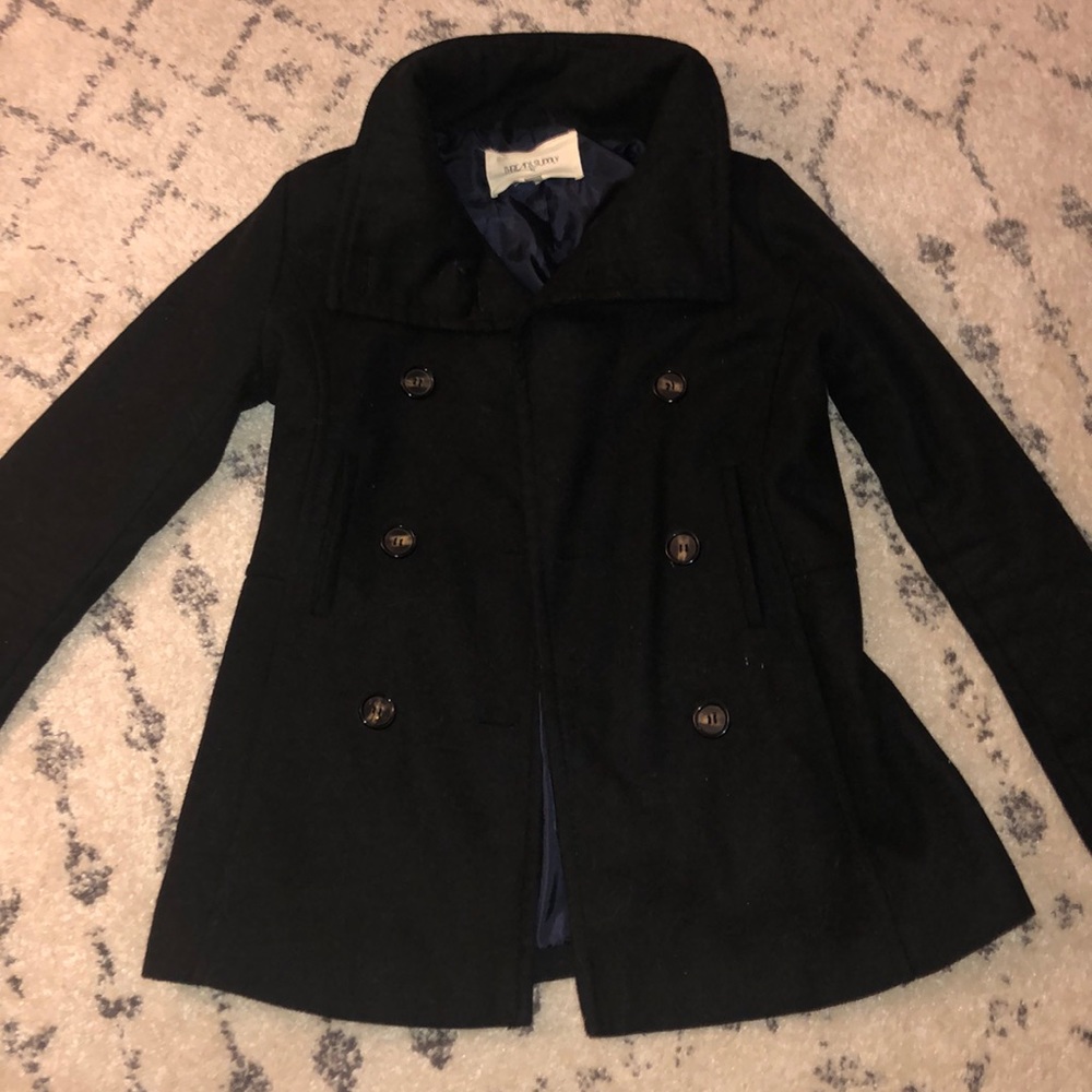 BLACK FELT PEACOAT